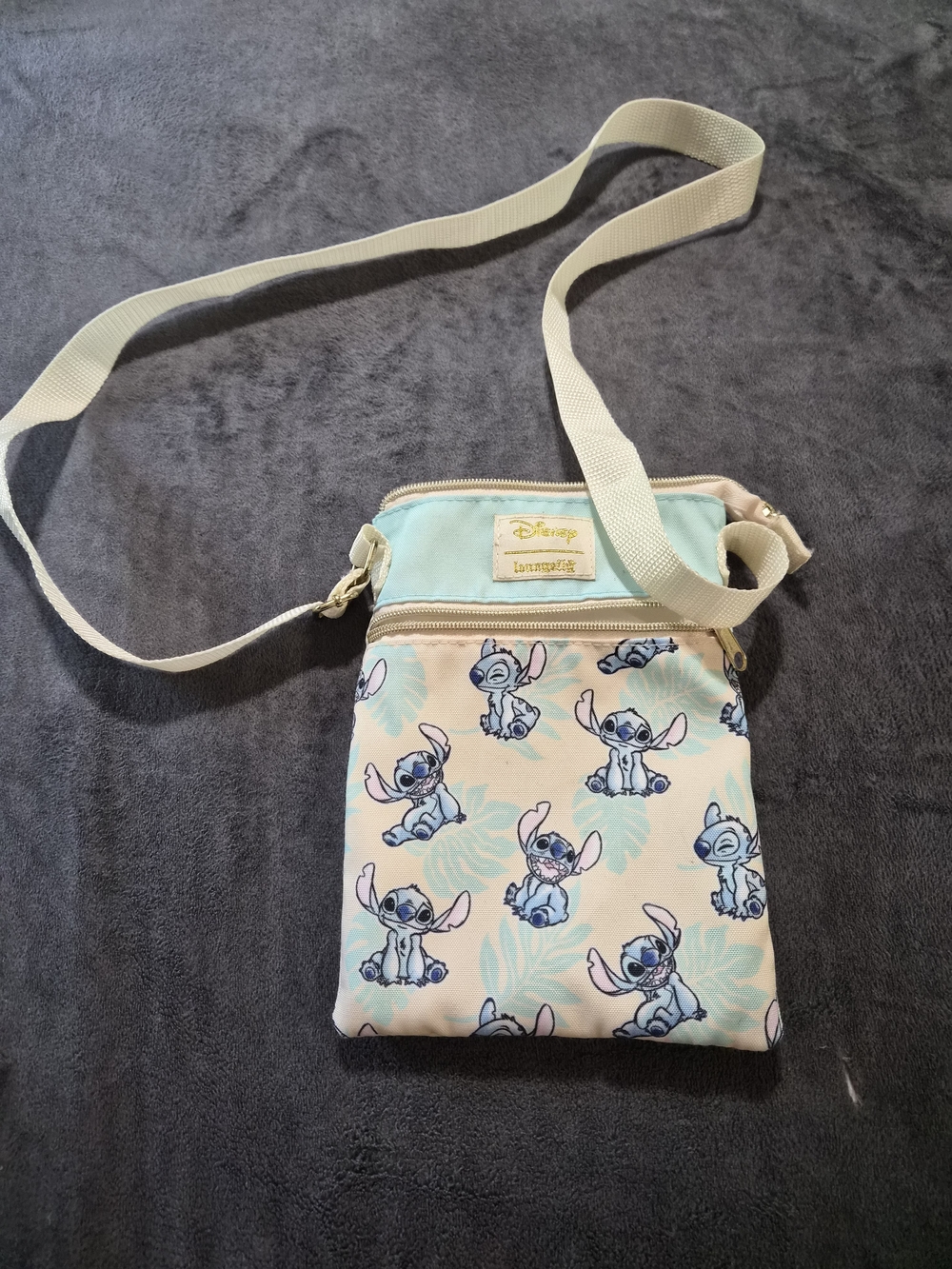 Loungefly Stitch Crossbody Bag in Light Blue and Cream